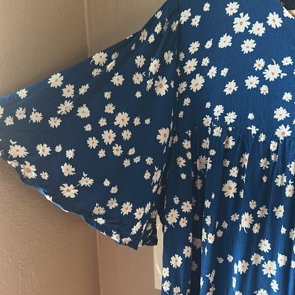 CODE X MODE Blue Daisy Tiered Babydoll Mini Dress - Picture 4 of 7